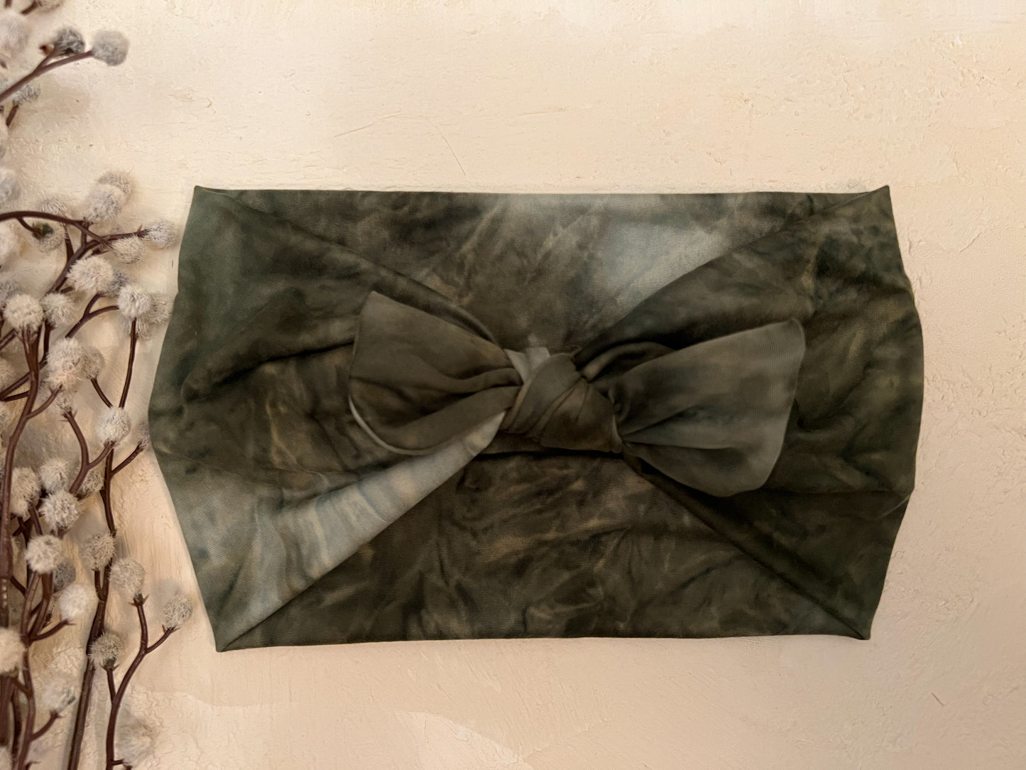 Sage tie dye faux bow