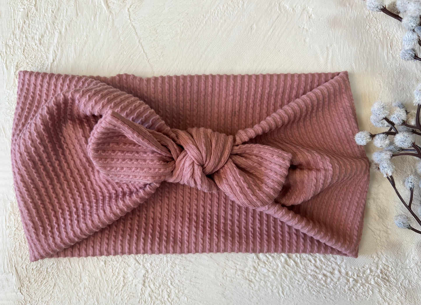 Mauvey rose urban knit faux bow