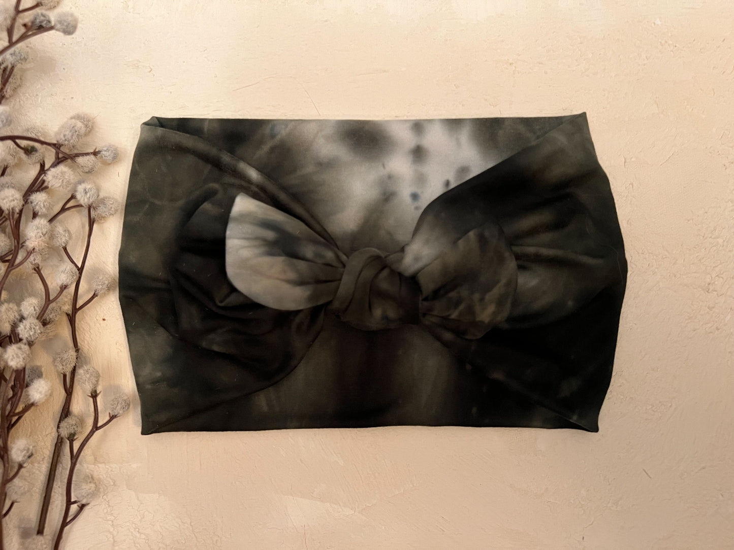 Olive tie dye faux bow