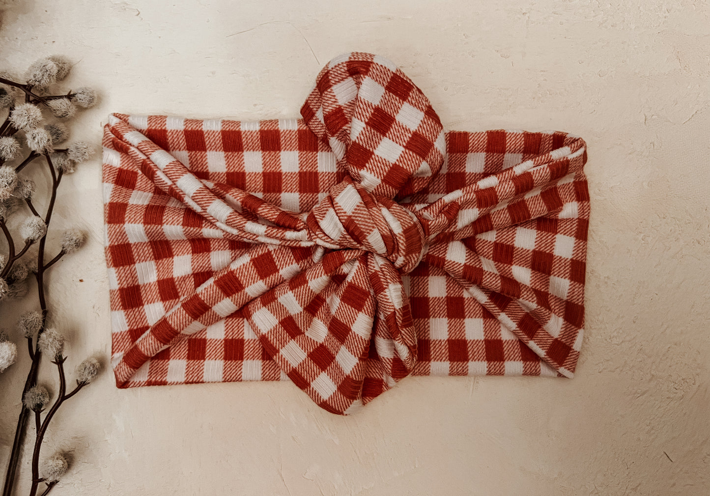 Mauve gingham wander bow