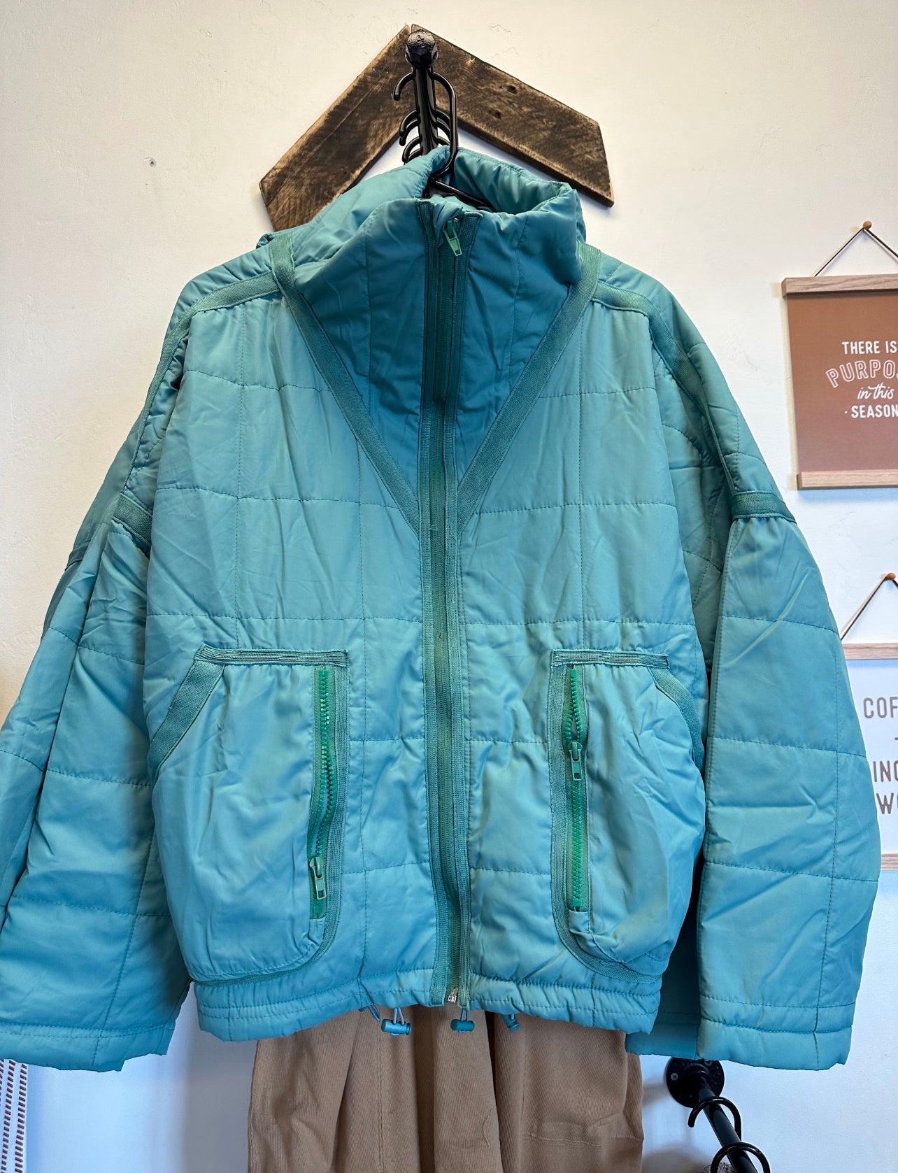 Vintage teal puff jacket