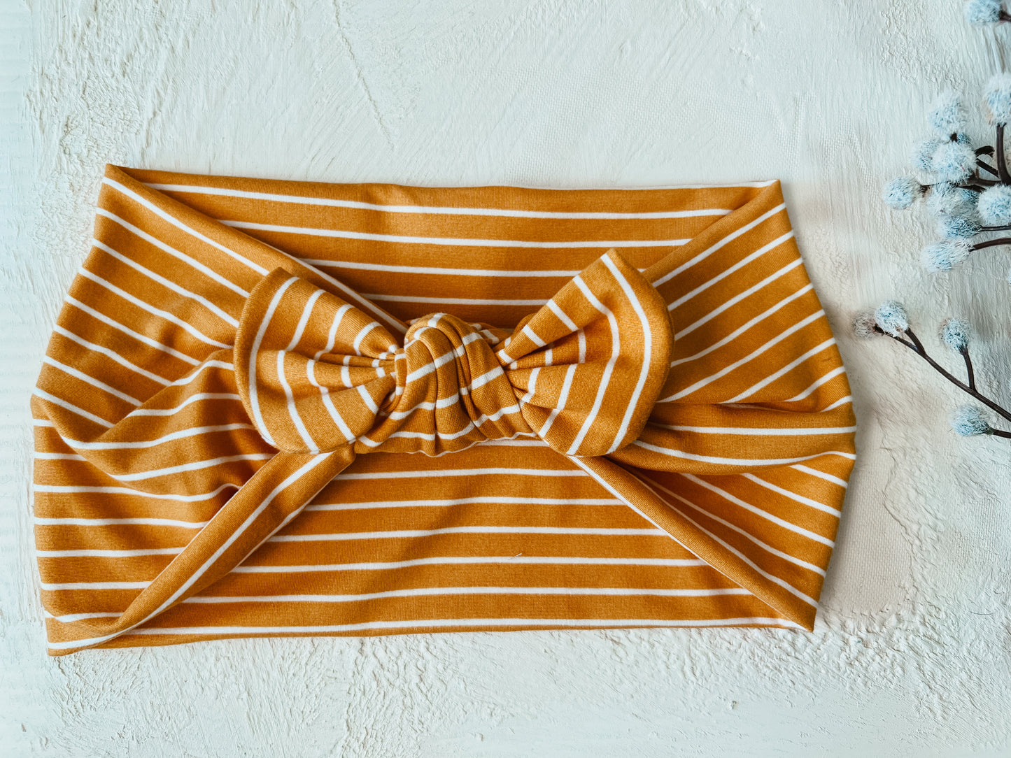 Mustard stripe faux bow