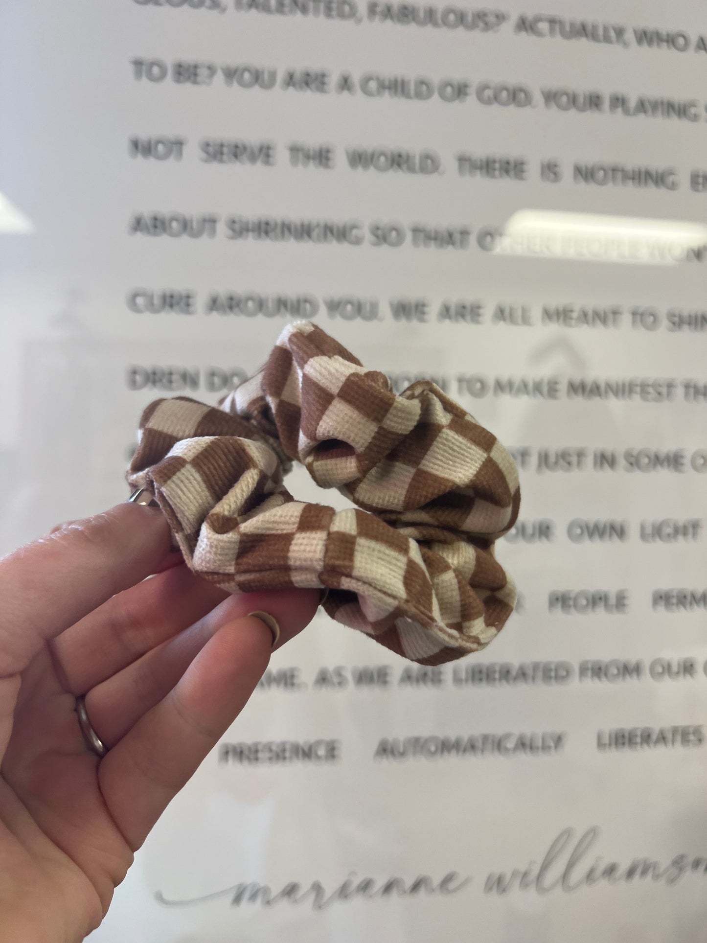 Camel checkered scrunchies