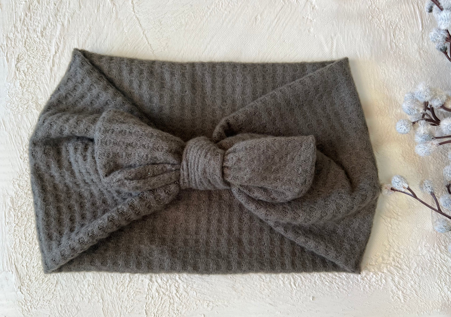Sage waffle faux bow