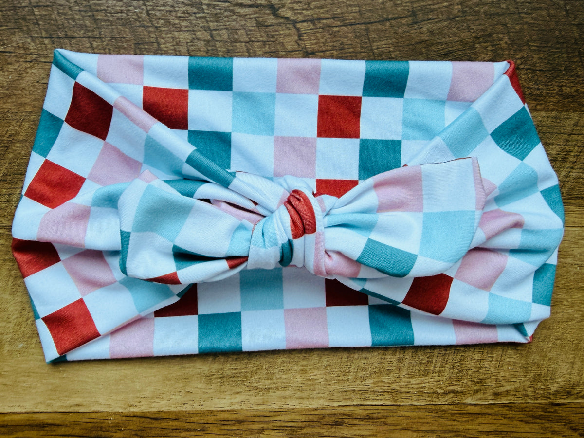 Mint, Pink, Orange checker