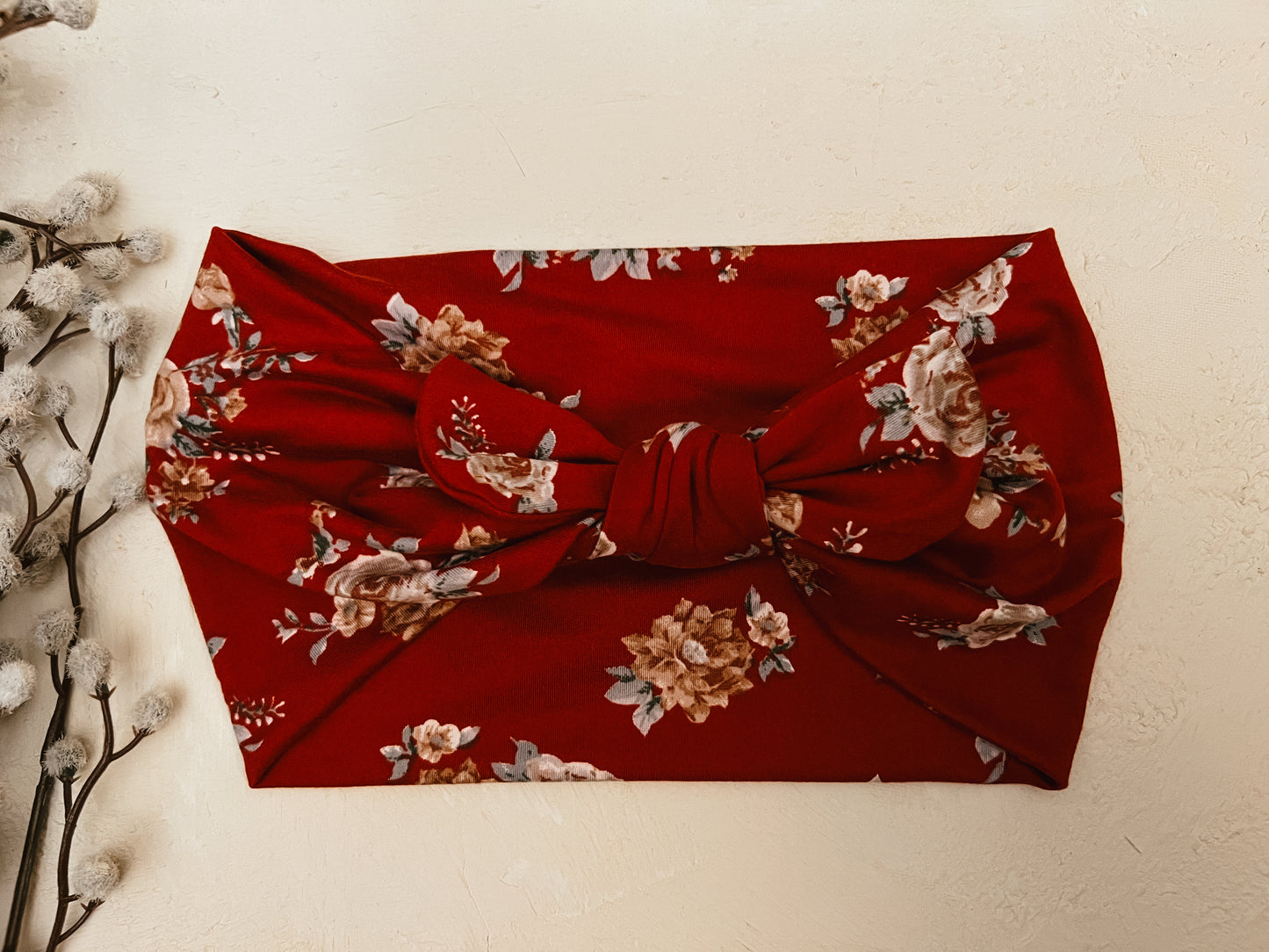 Wine floral faux bow