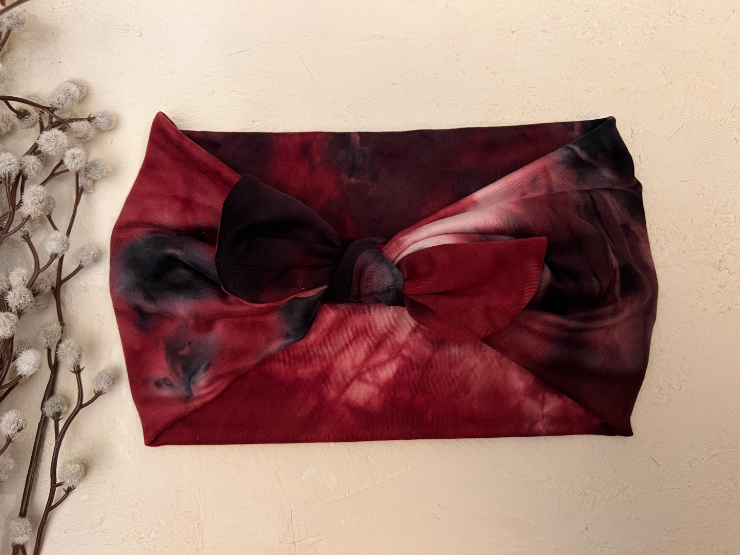 Wine tie dye faux bow