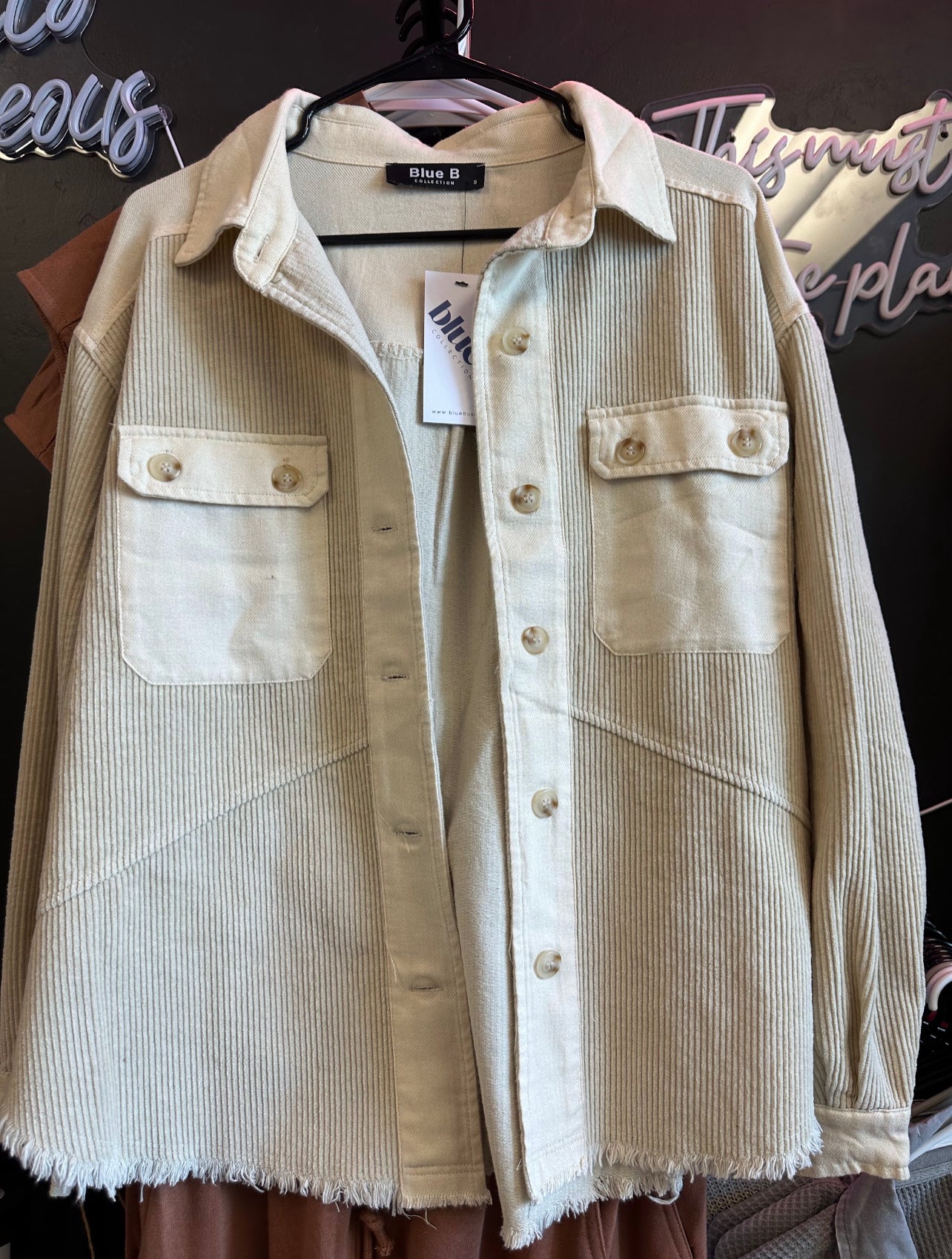 cream/grey corded jacket