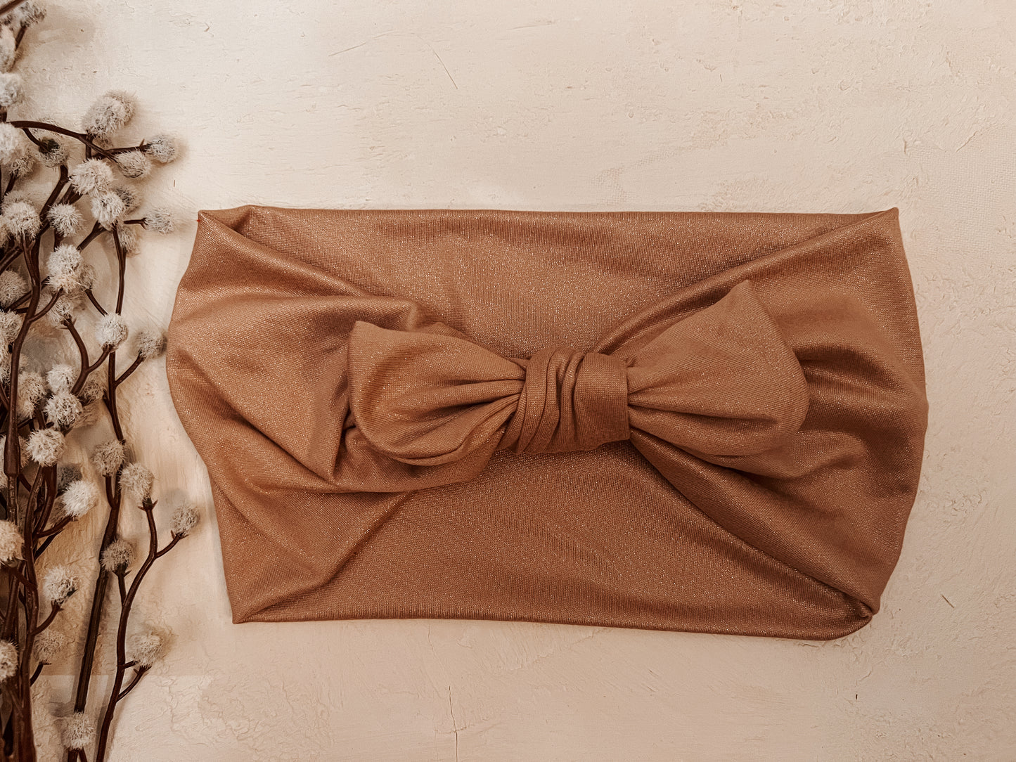 Shimmer mocha faux bow
