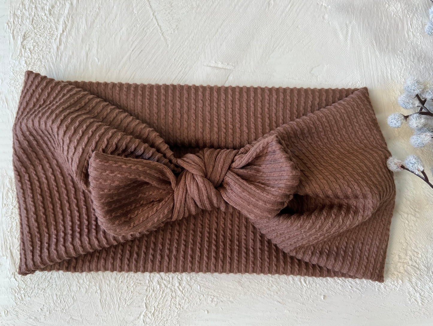 Carmel mocha urban knit faux bow