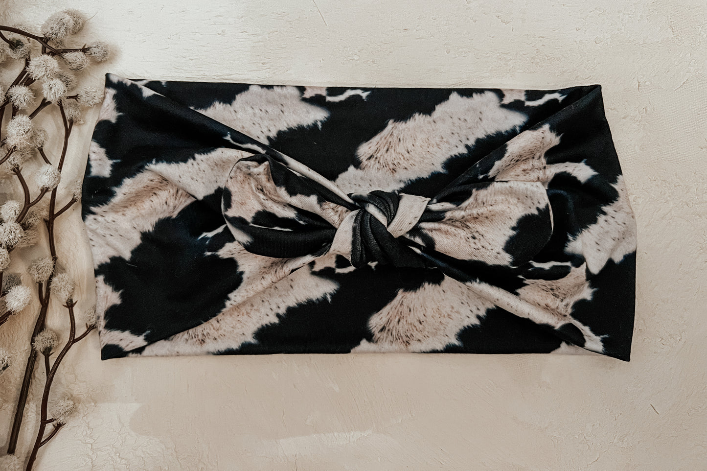 Cowhide faux bow