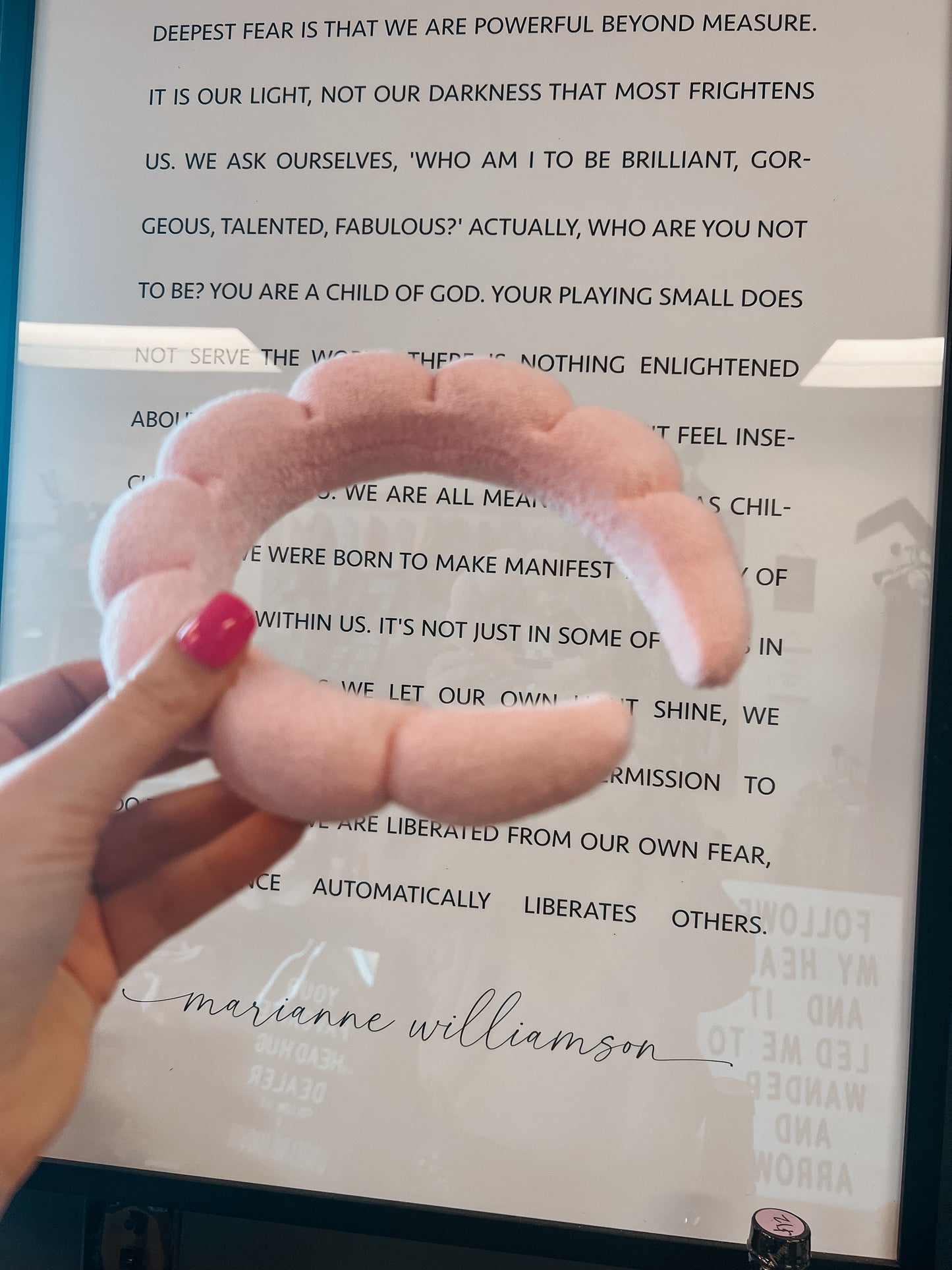 Pink terrycloth face wash headband