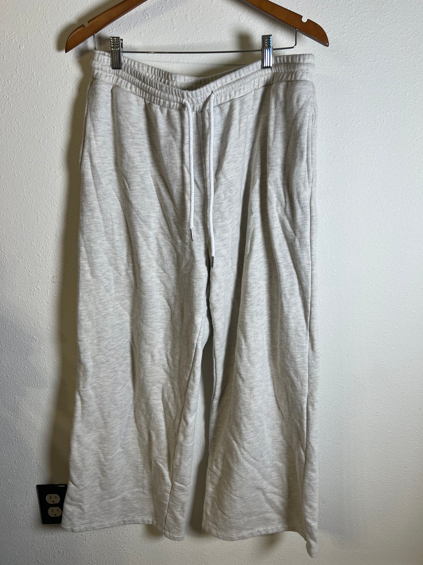 Large wide leg oatmeal sweats