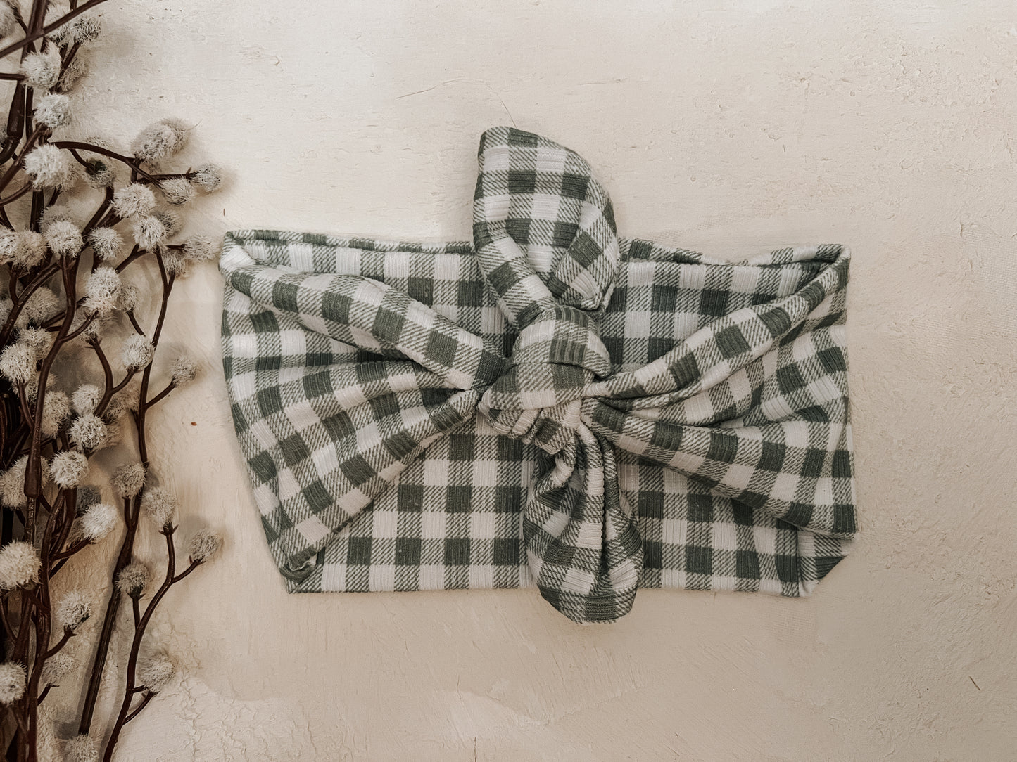 Sage gingham wander bow