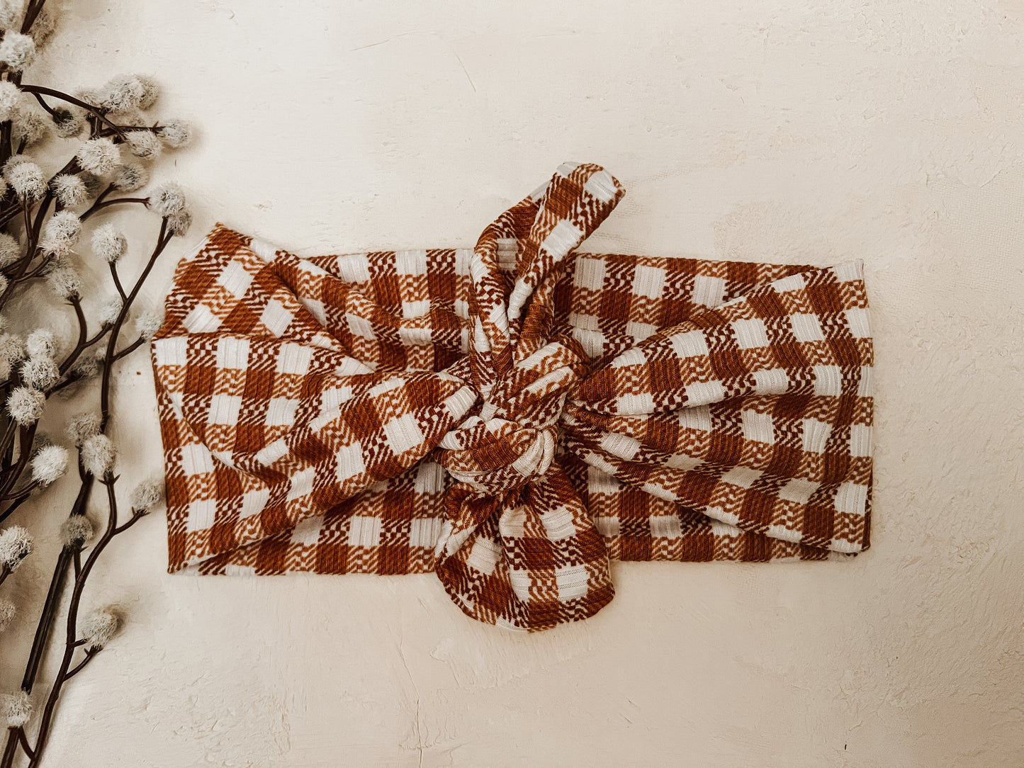 Camel gingham wander bow