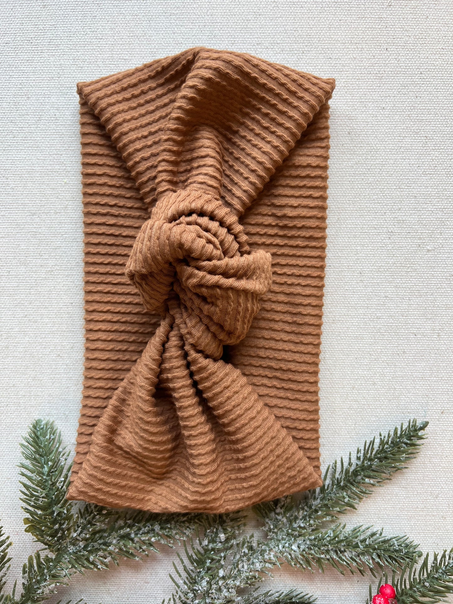Camel vintage knit topknot