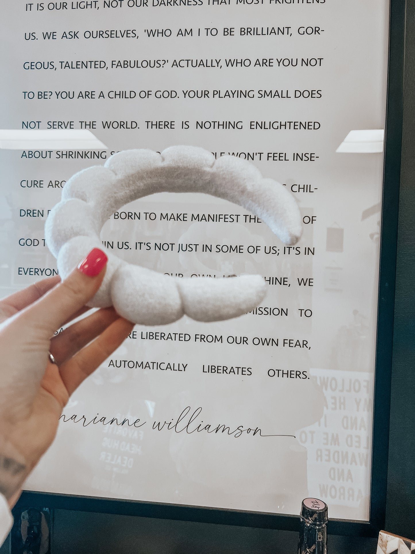 White terrycloth face wash headband