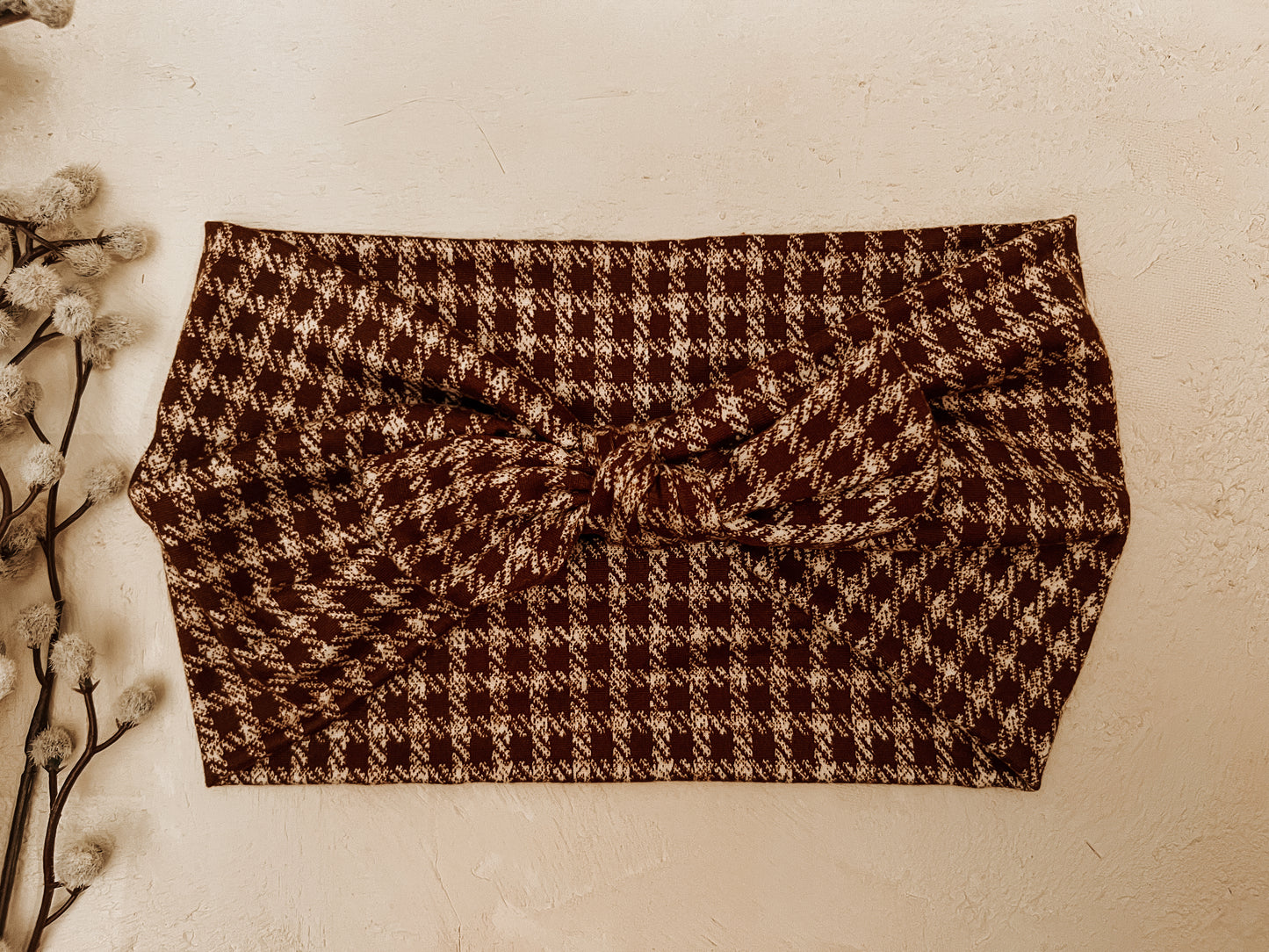 Cocoa houndstooth faux bow