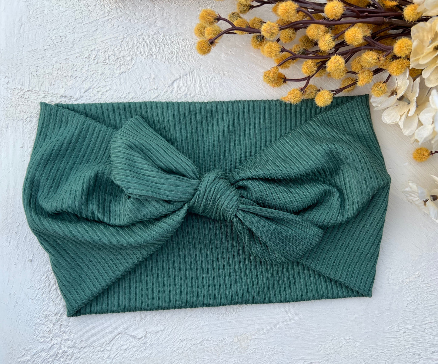 Forest ribbed Faux Bow