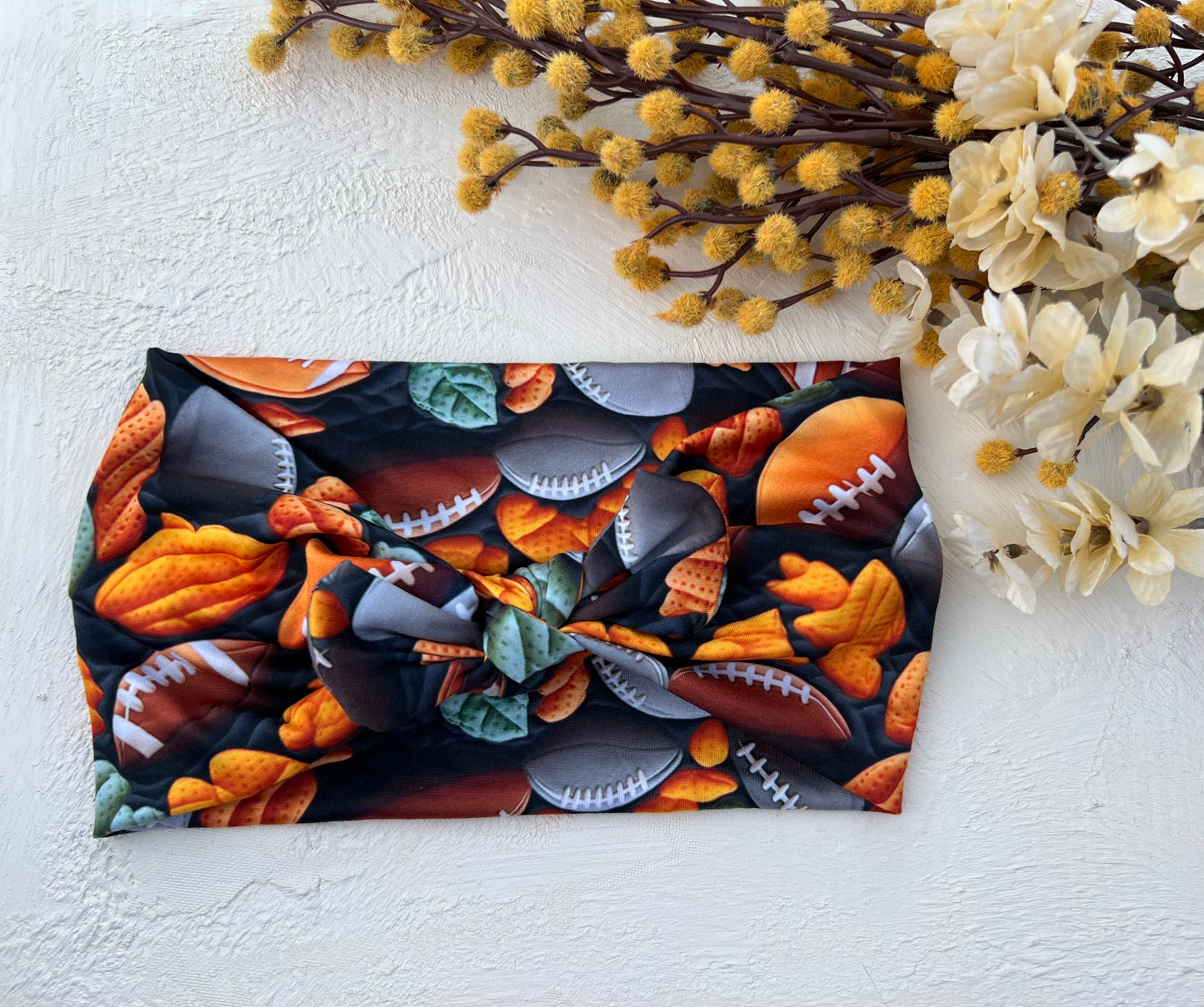 Embroidered fall football Faux Bow