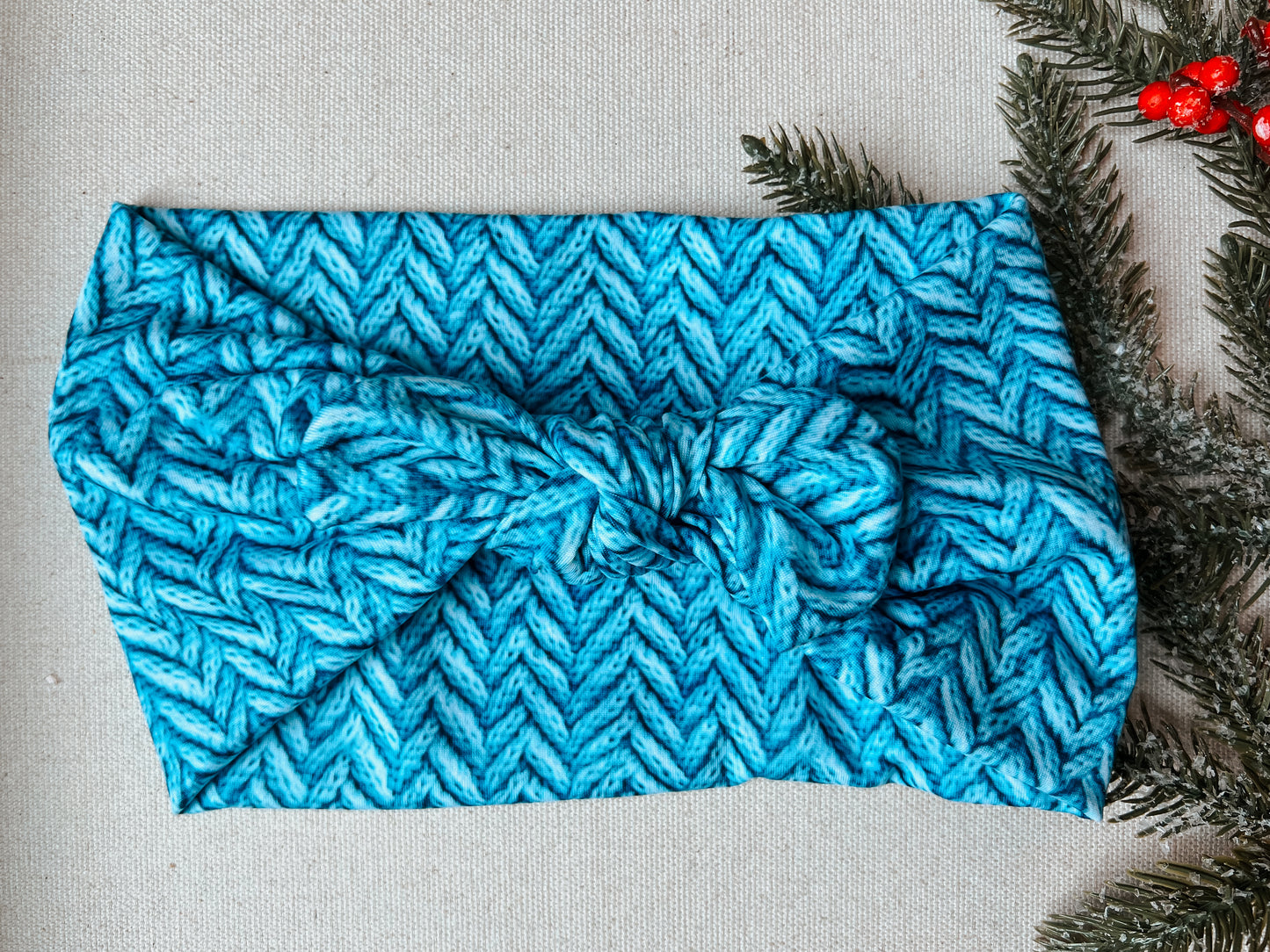 Christmas blue sweater Faux Bow