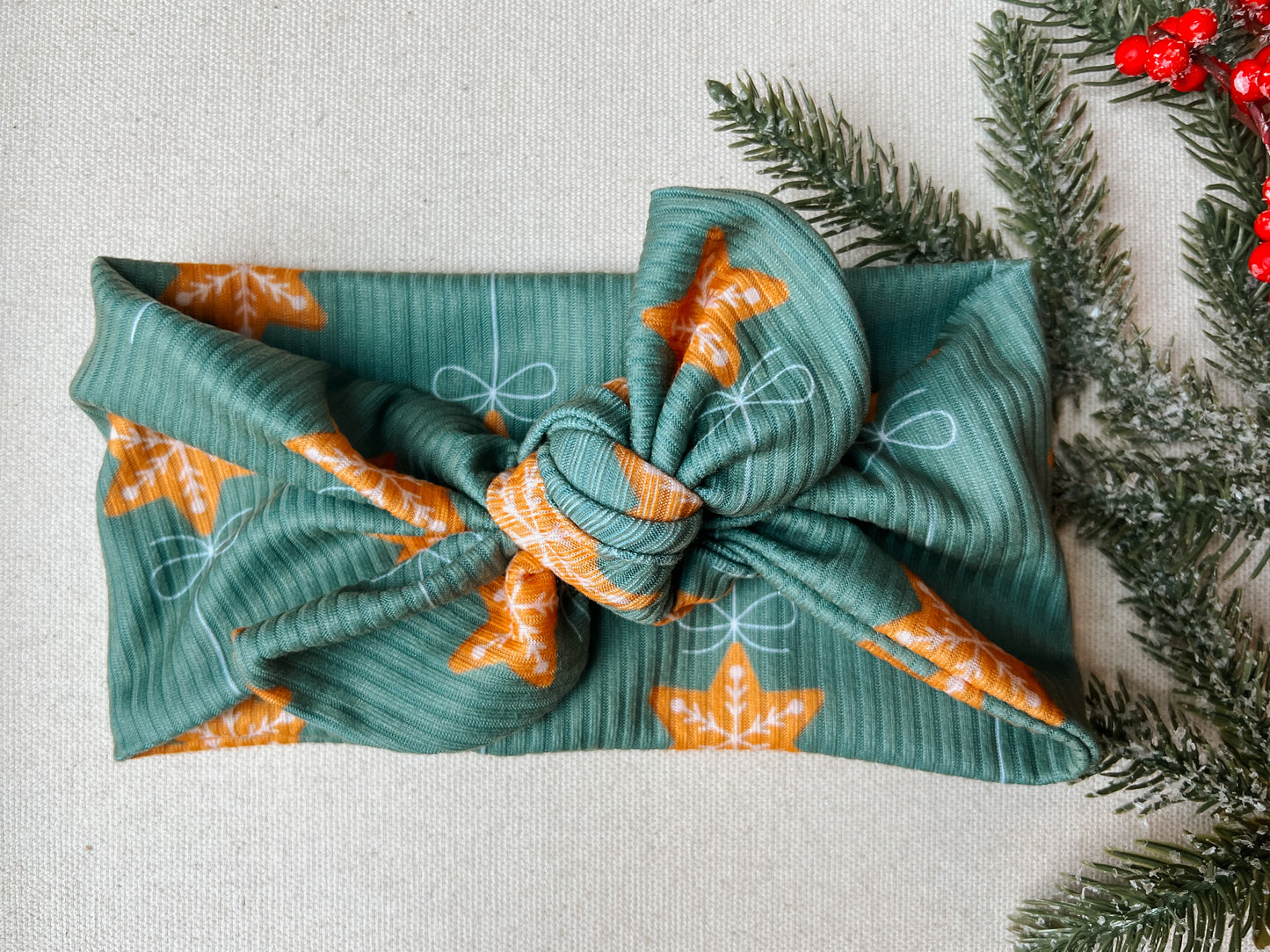 ribbed green + ginger star Wander Bow