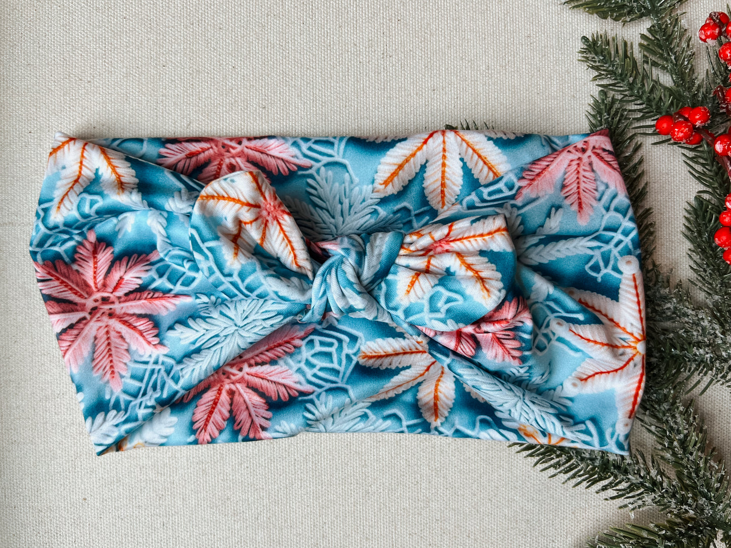 blue snowflake Faux Bow