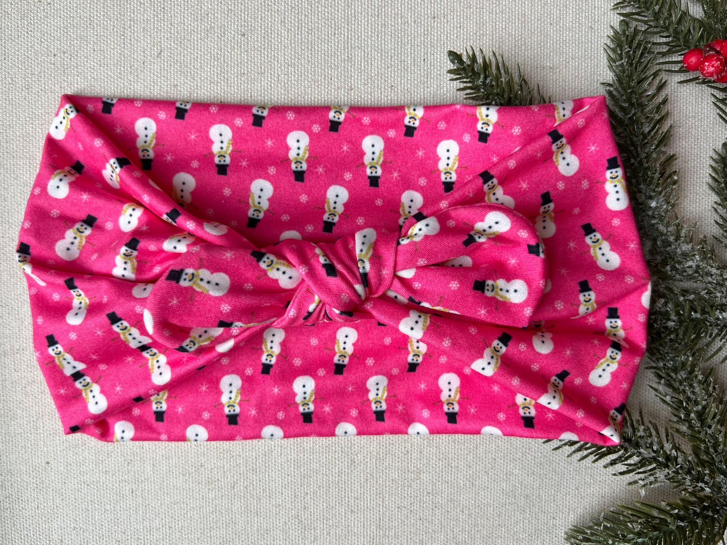 pink w snowman Faux Bow
