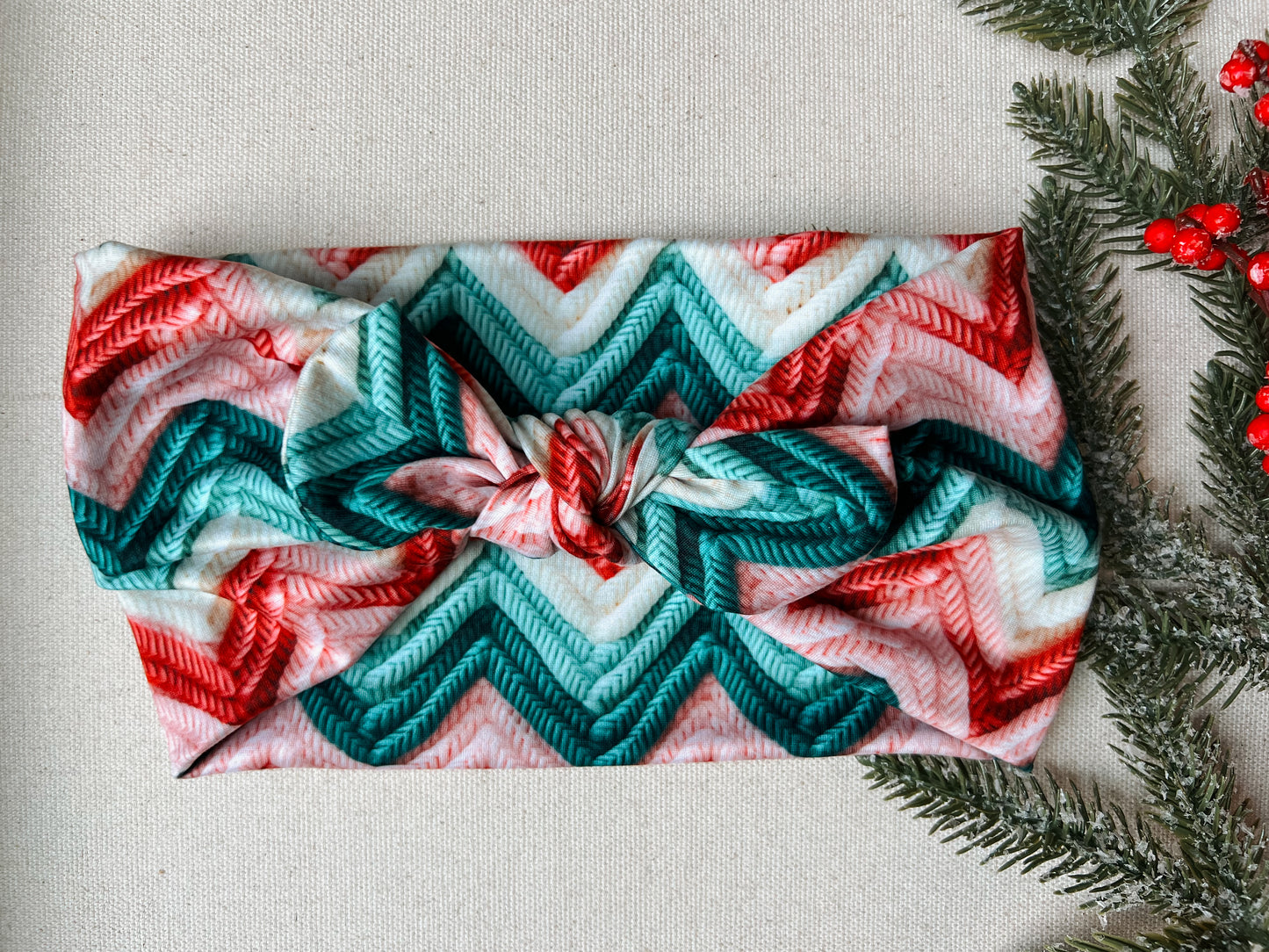 "sweater" pink/red/green Faux Bow