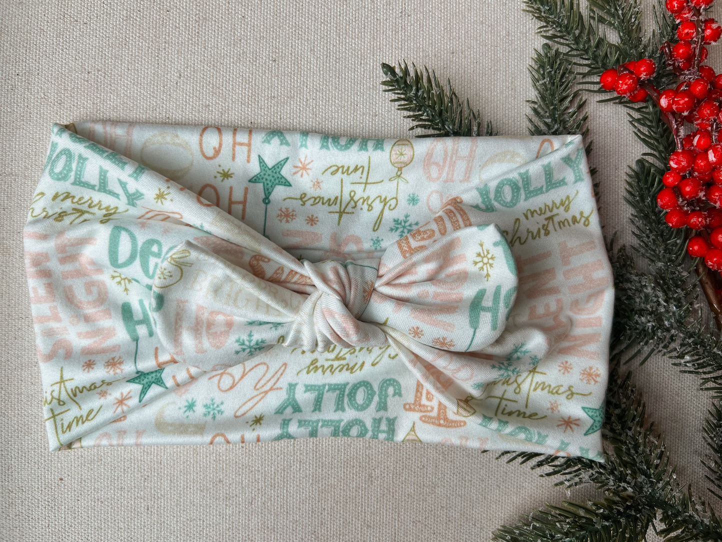 PETITE pastel holly jolly Faux Bow