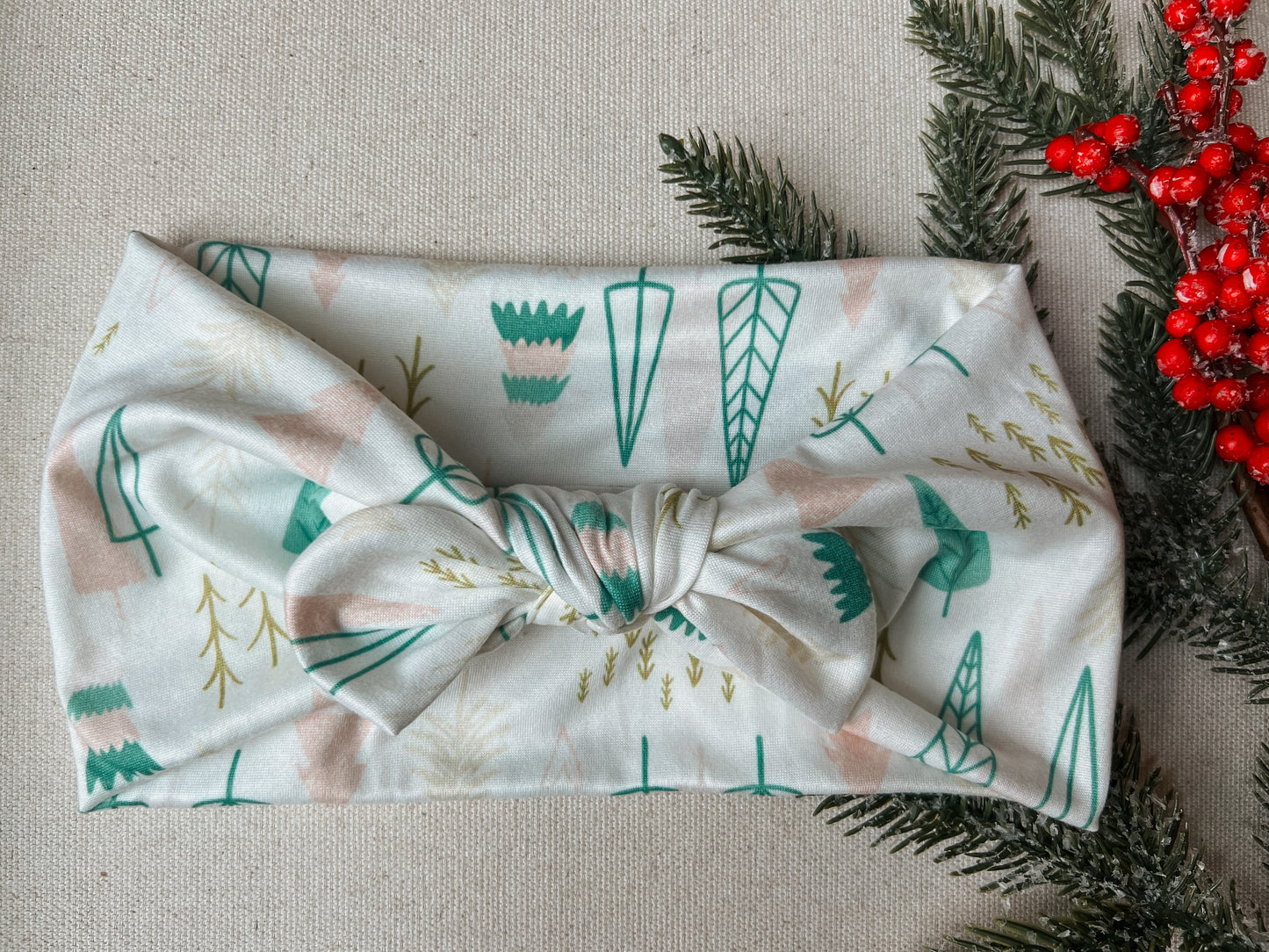 pastel Christmas trees Faux Bow