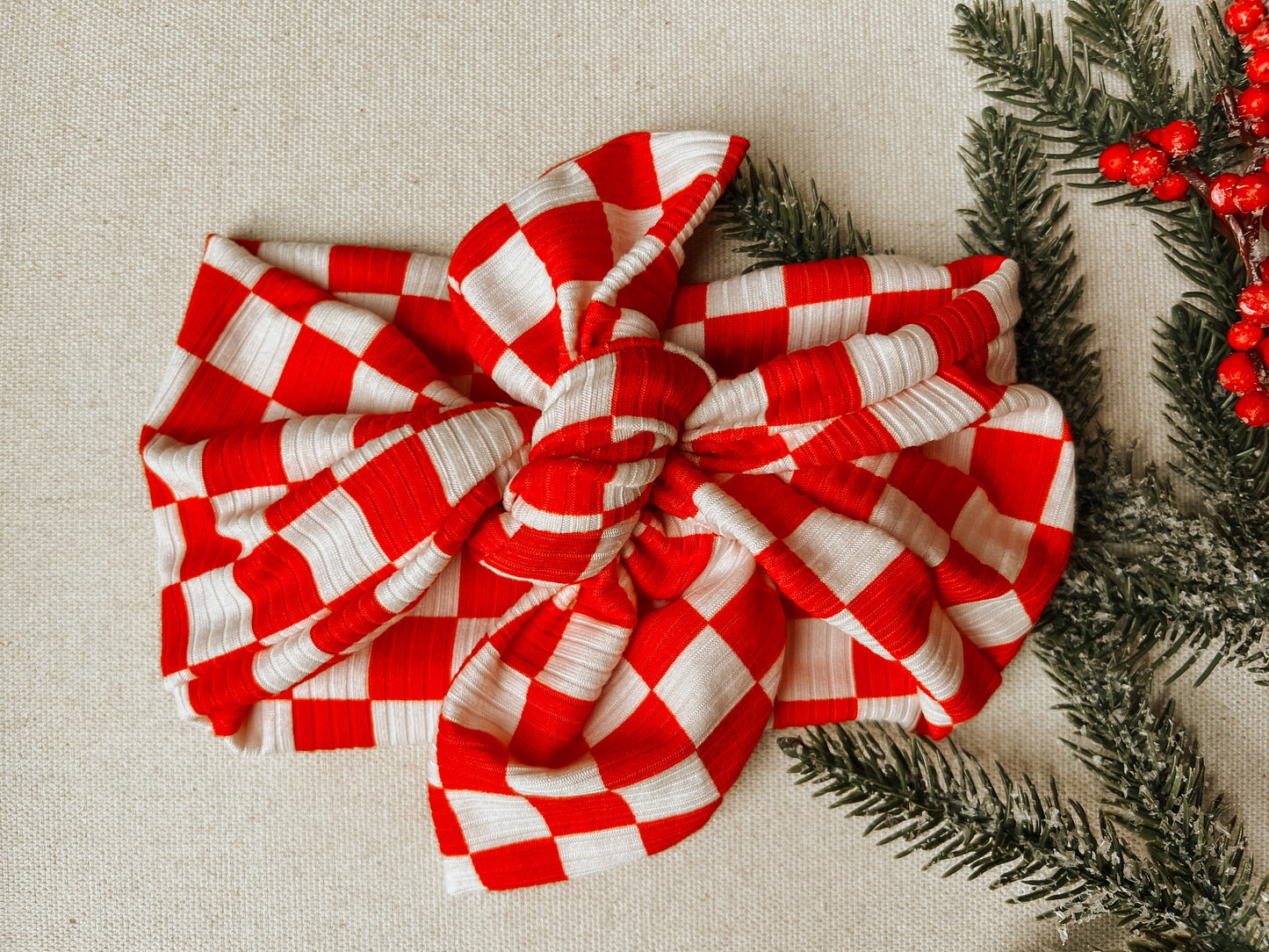 ribbed red + white checker Wander Bow