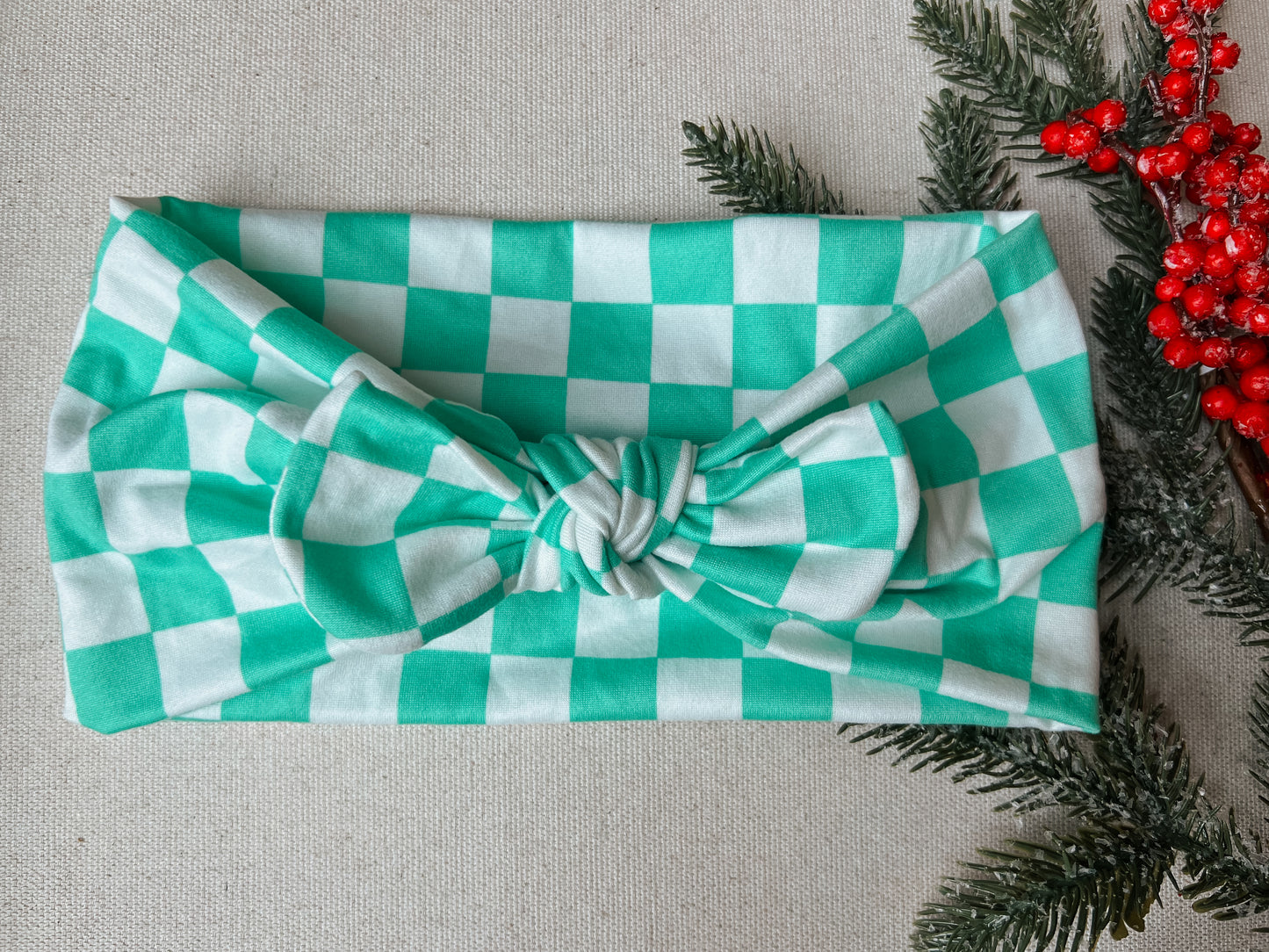 mint checker Faux Bow