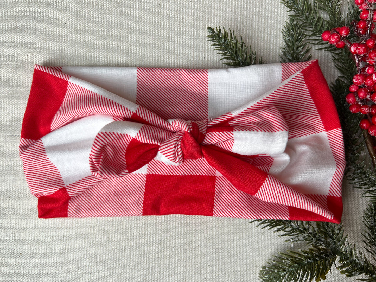 mrs claus red gingham Faux Bow