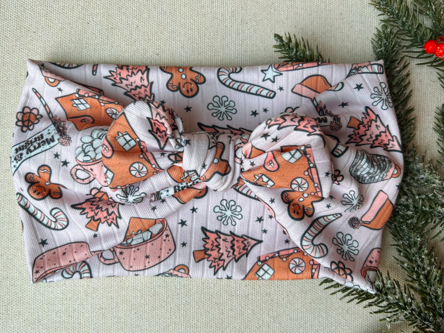 PETITE merry + bright gingerbread Faux Bow