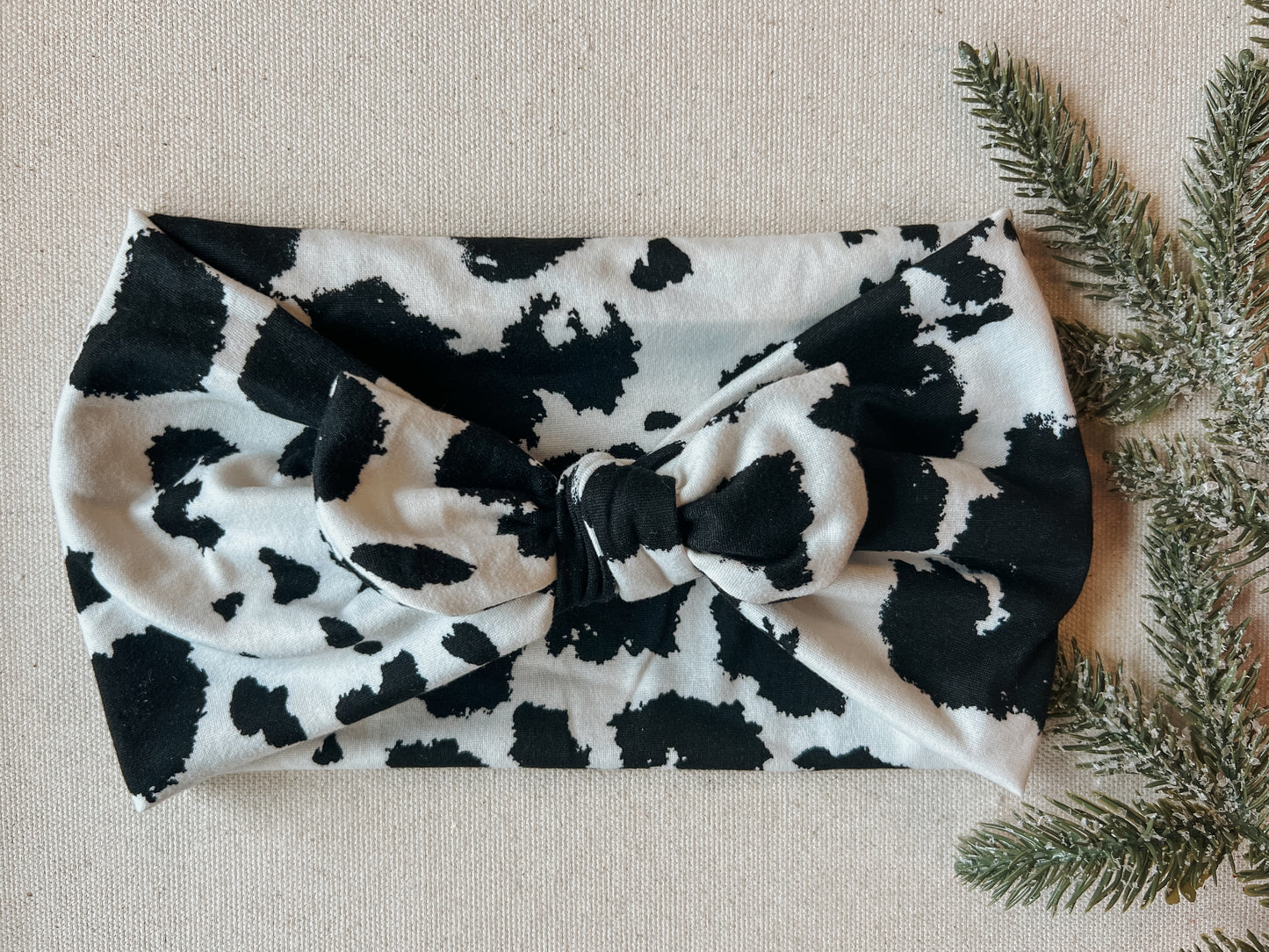 White cow Faux Bow