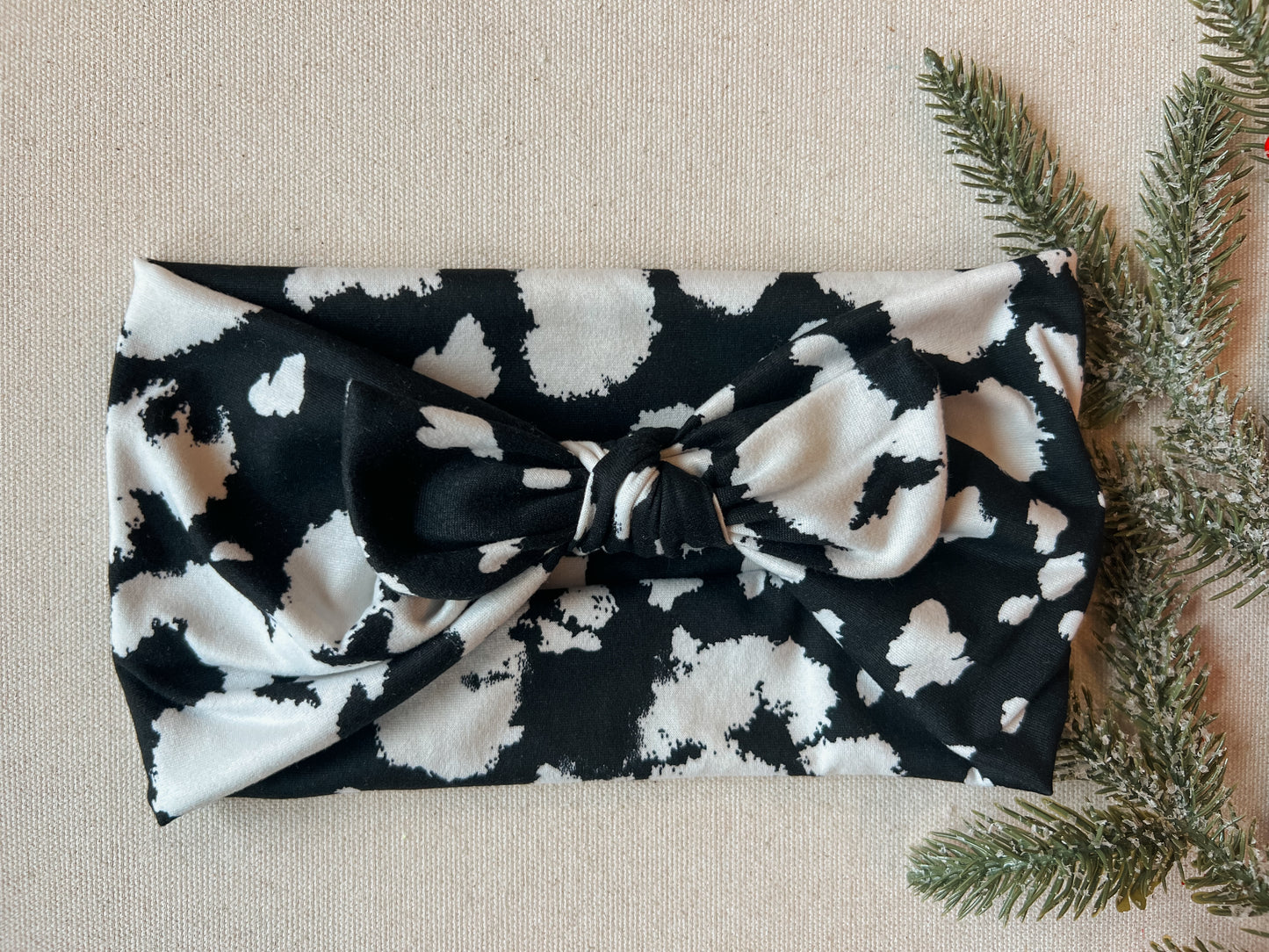 Black cow Faux Bow