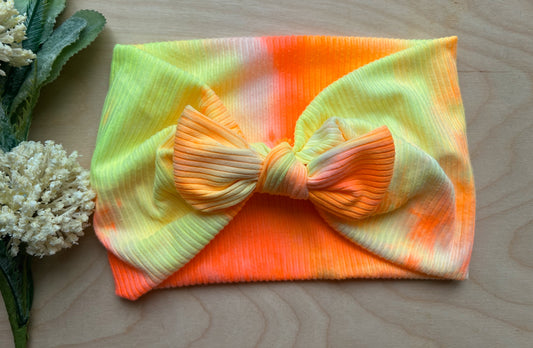Bright vibes tie dye faux bow