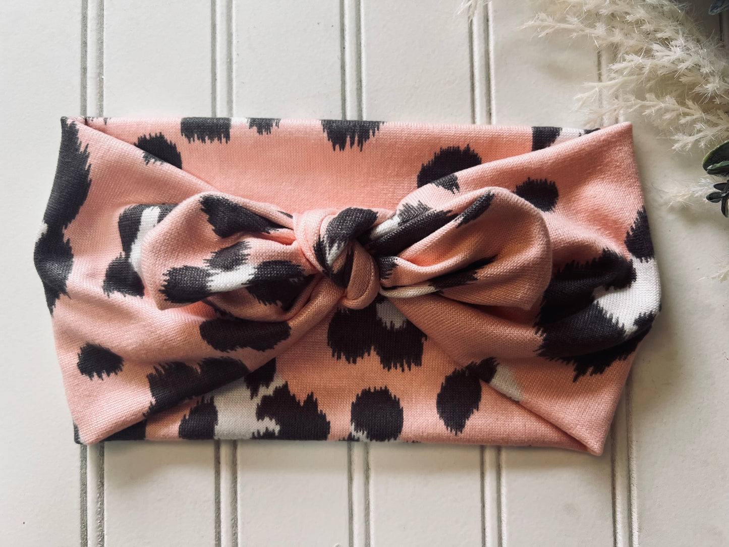 Blush cheetah faux bow