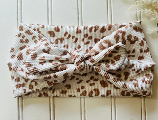 Cream + taupe leopard faux bow