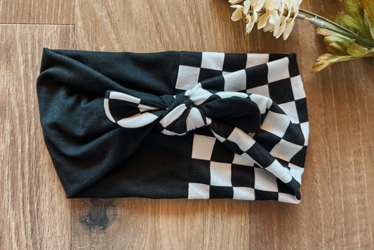 Black checker faux bow