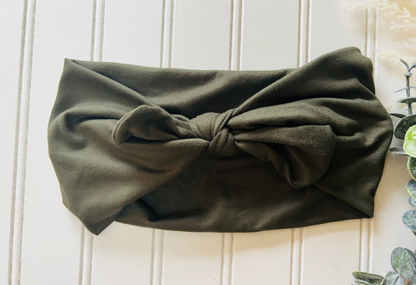 Olive faux bow