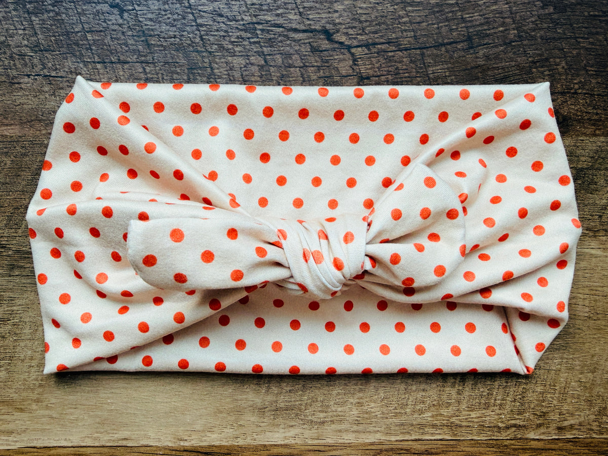 Butter cream + orange Polk dot