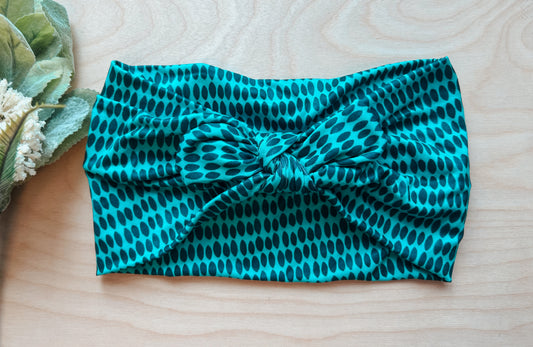 Bright teal speck Faux Bow