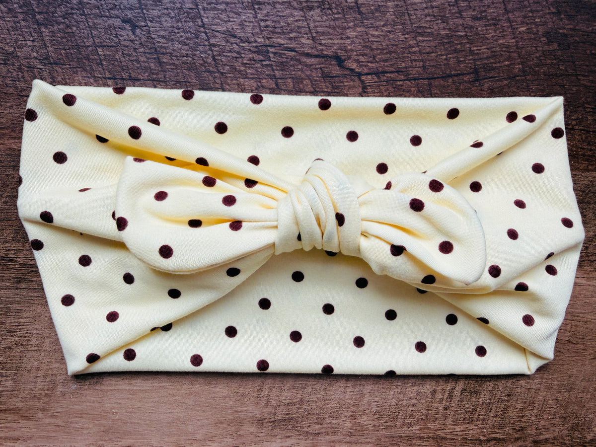 Butter + brown polka dot