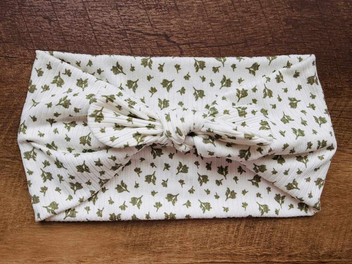 Green mini floral ribbed