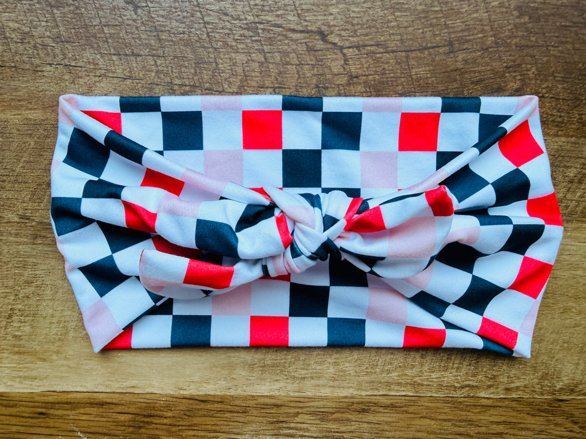 Navy + Pink + Red checker