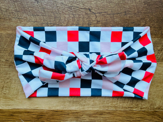Navy + Pink + Red checker