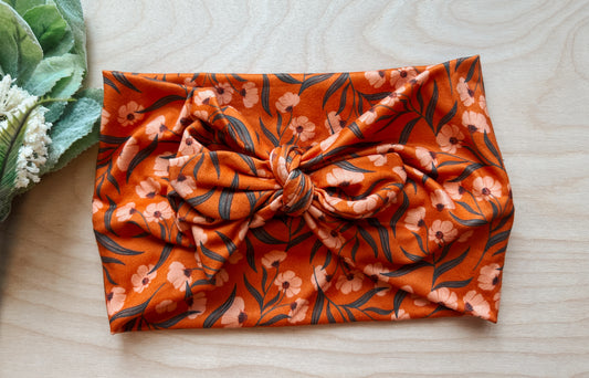Rust  floral Faux Bow