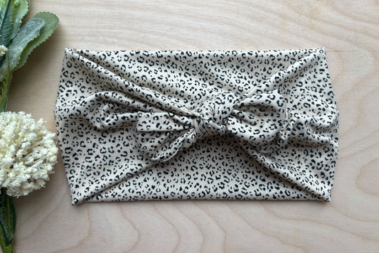 Tiny taupe leopard Faux Bow